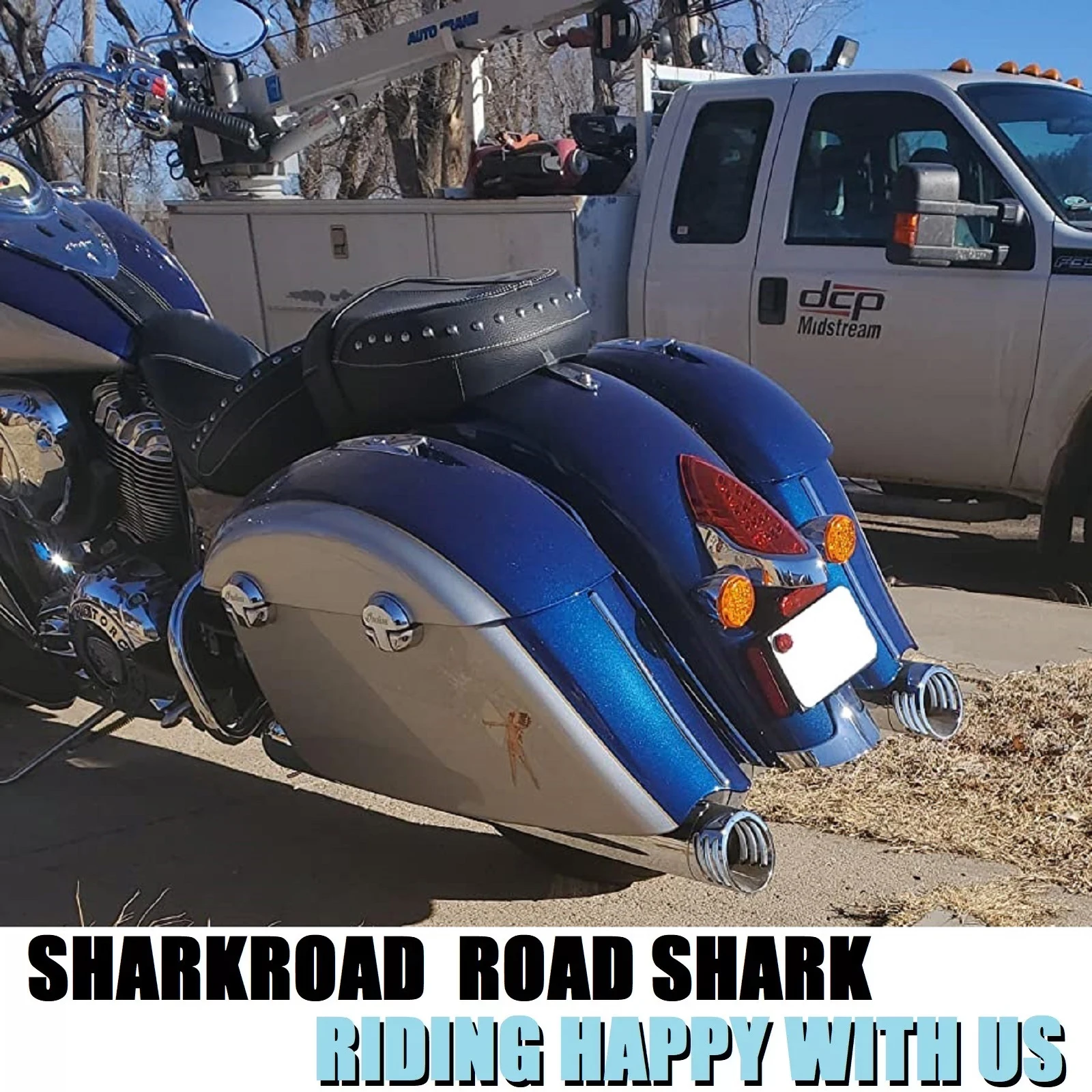 SHARKROAD 4” Exhaust for Challenger, Also for Indian Chieftain, Chief, Roadmaster, Springfield 2014-Up Models Exhaust Upgrade