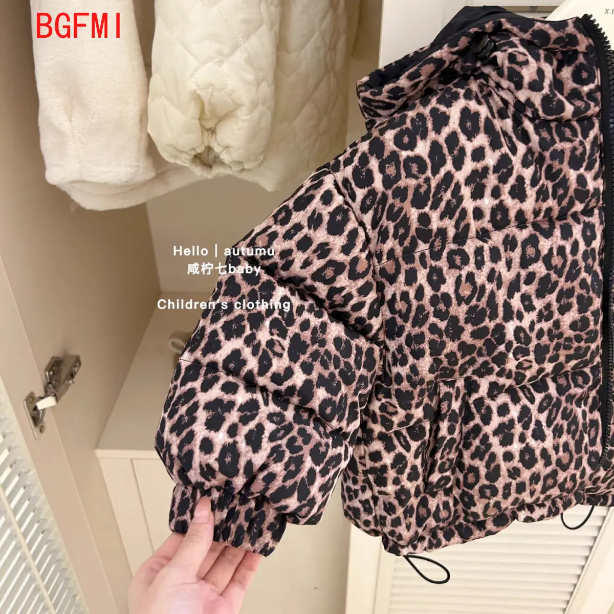 Teenager Leopard Print Cotton Padded Clothing Big Girls Winter Coat for Kids Boys Hooded Reversible Jacket Warm Thick Outerwear