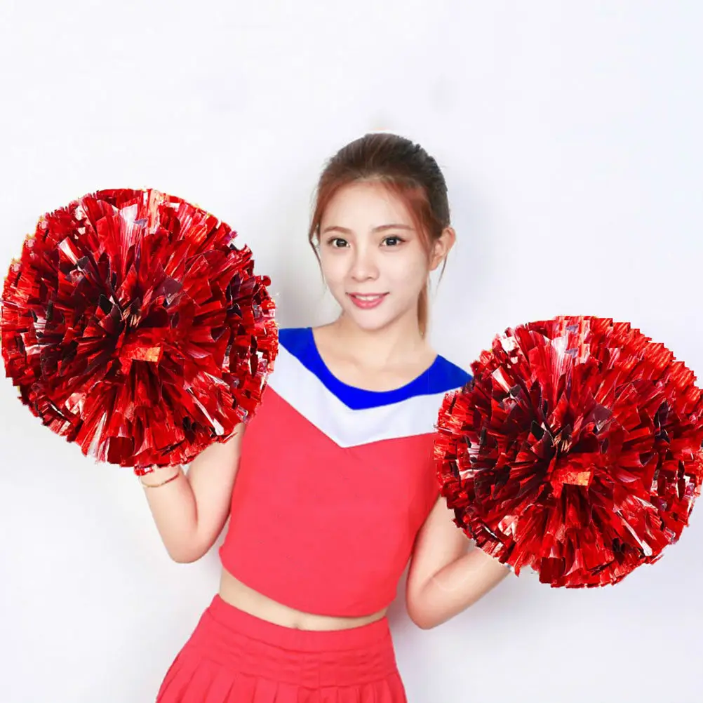 4Pcs Cheerleader Pom Poms Reusable Bright Shiny Cheering Hand Flowers Dance Sports Props Cheerleading Poms