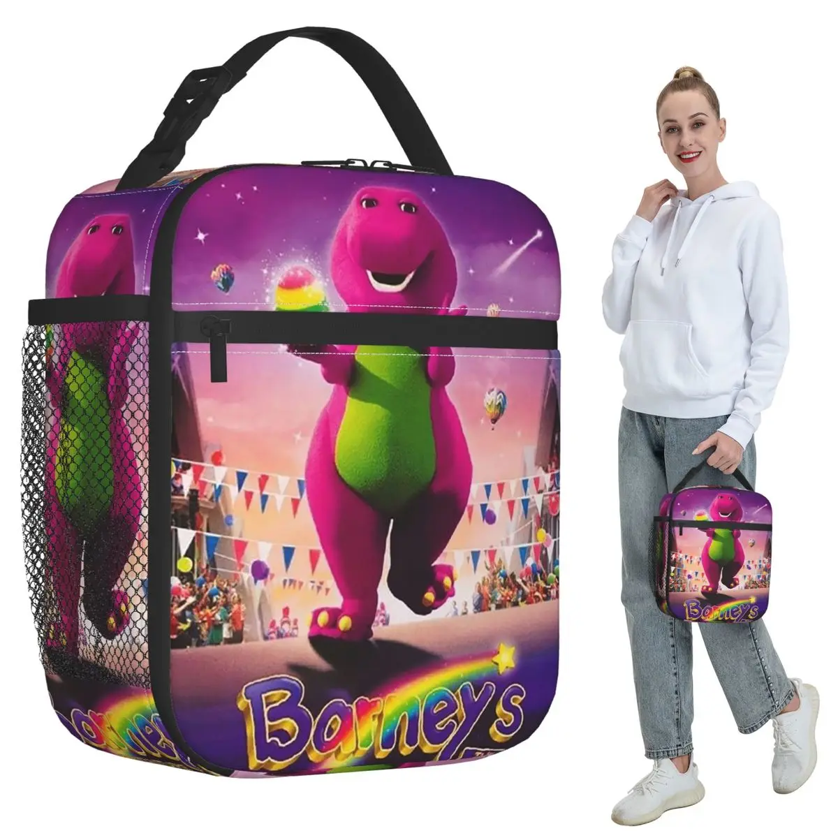 

Barney Great Adventure Insulated Lunch Bag for Kids School Cooler Thermal Food Box Tote Leakproof Lunch Boxes Container