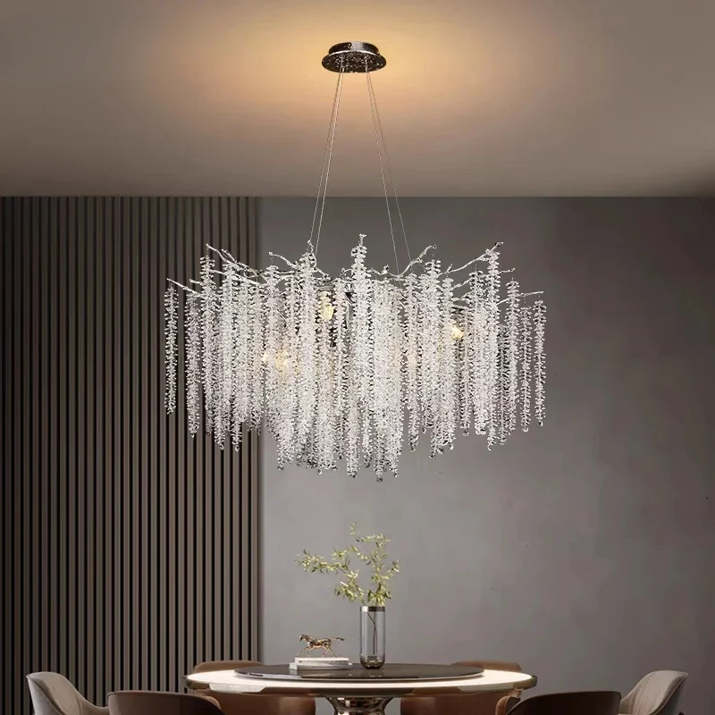 

Luxury Long Tree Branch Crystal Chandelier Pendant Lamp For Dining Room Table Living - Ceiling Lighting