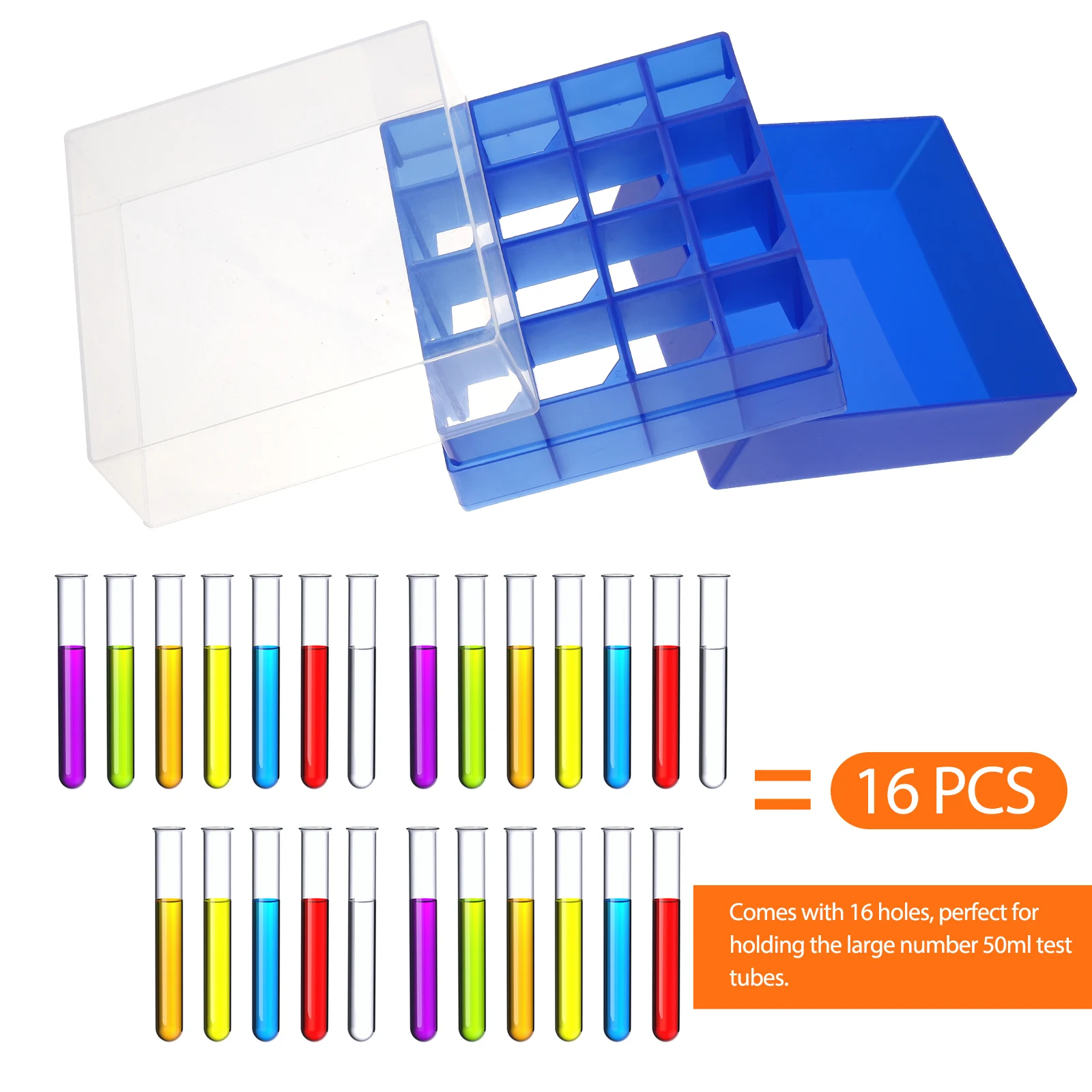 

16 Slots Cryogenic Tube Holder Plastic Freezer Storage Container Lab Microcentrifuge Tube Rack 50Ml Vial Freezing Rack For