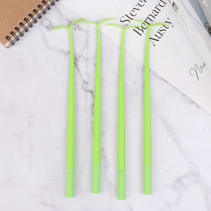 4Pcs 0.5MM Black Ink Lucky Leaf Lovely Gel Pen Green Leaf Writing Signature Pen For Students School Office Writing Supplies view 3