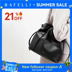 BAFELLI 2026 NEW WOMEN'S BAG LEATHER CASUAL BUCKET HANDBAGS FOR FEMALE TREND FASHION SHOPPER PURSE LUXURY BRAND SHOULDER