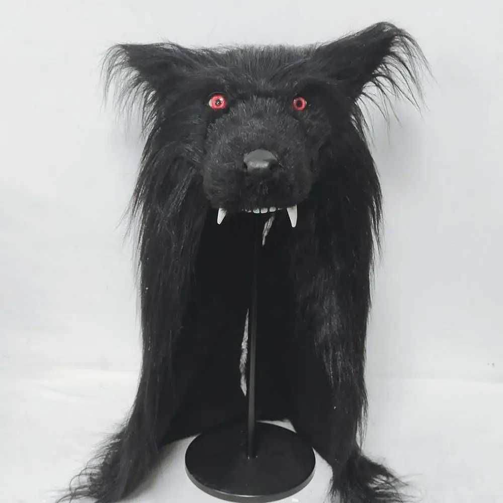 Long Red Eye Animal Cos Black Gray Wolf Cosplay Headgear Latex Mask Plush Integrated Cosplay Halloween Carnival Costume Props