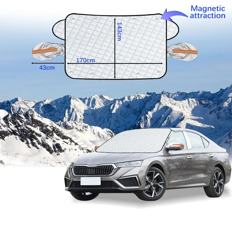 Magnetic Car Windshield Snow Cover Winter Ice-Frost Guard Sun Shade Protector For Skoda Octavia 2007-2024 Exterior Accessories