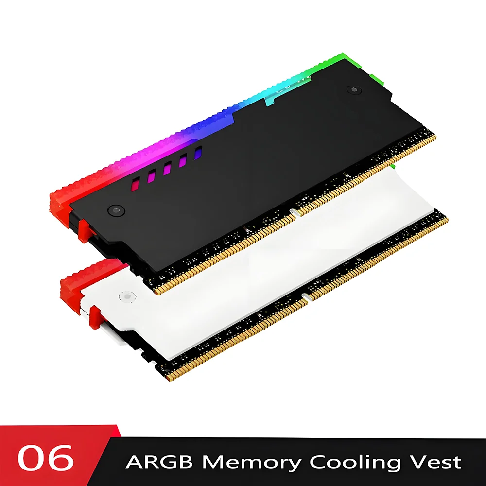 

Радиатор оперативной памяти для настольного компьютера ARGB DDR5 DDR4 DDR3 DDR2, универсальный радиатор памяти, адресный черный/белый, упаковка из 2 шт.