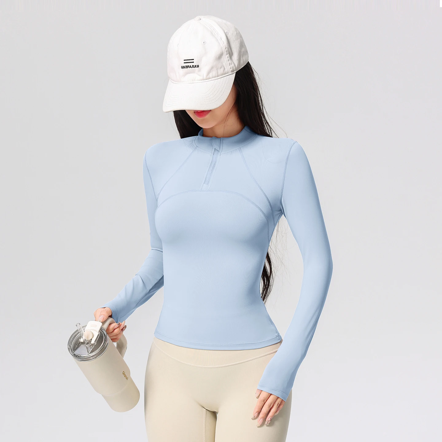 Women's Long Sleeve Yoga Training T-Shirt Horse Riding Sports Fitness Active Wear Top Comfortable Breathable Workout Shirt
