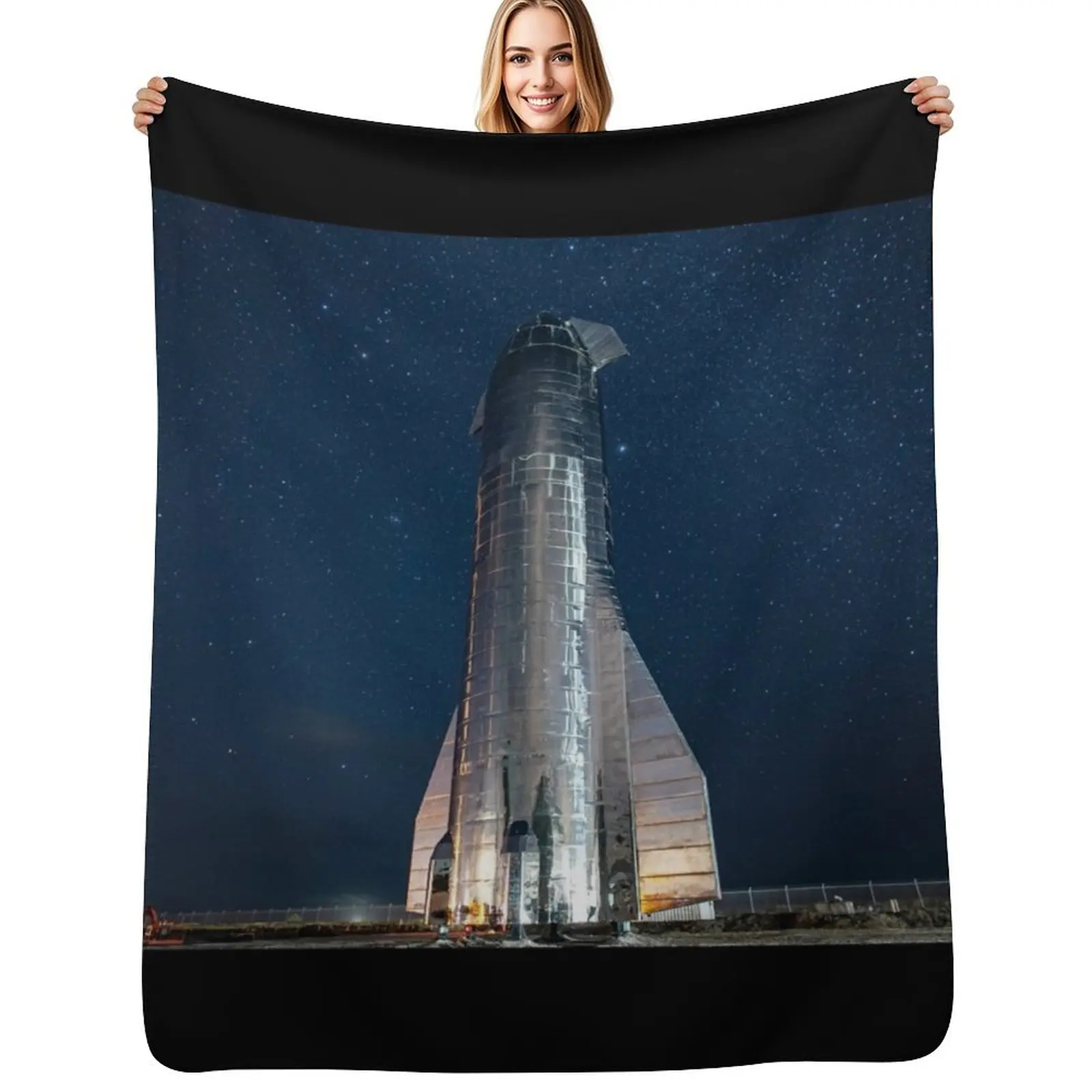 SpaceX Starship at Night (8K resolution) Throw Blanket Picnic Retros Personalized Gift Sofa Throw Baby Blankets