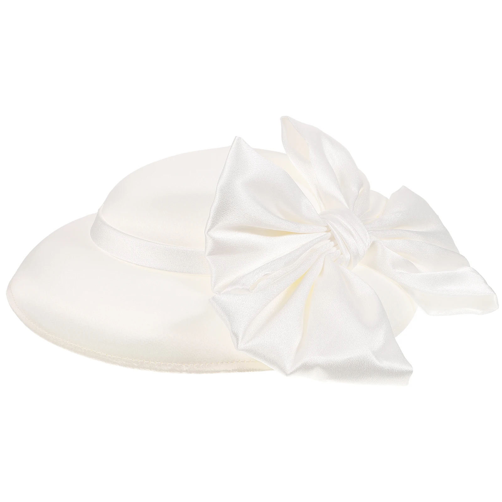 

Women's Premium Bowler Hat Stylish Wedding Headwear Fashion Fascinator Bucket Hat in White Bridal Cap