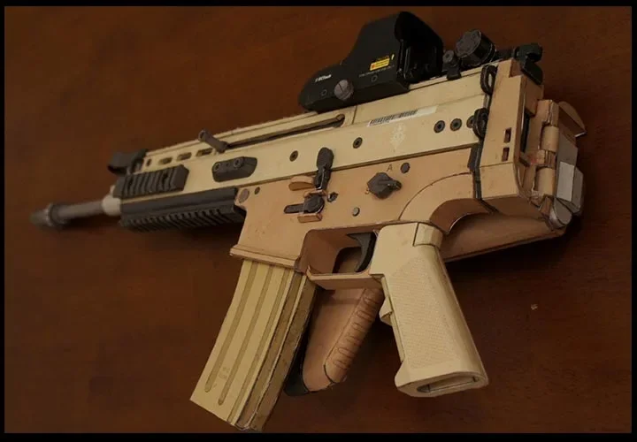 3D Paper Model Firearms Mk16 Scar-L Internal Structure Automatic Rifle Non Launch Papercraft Toy