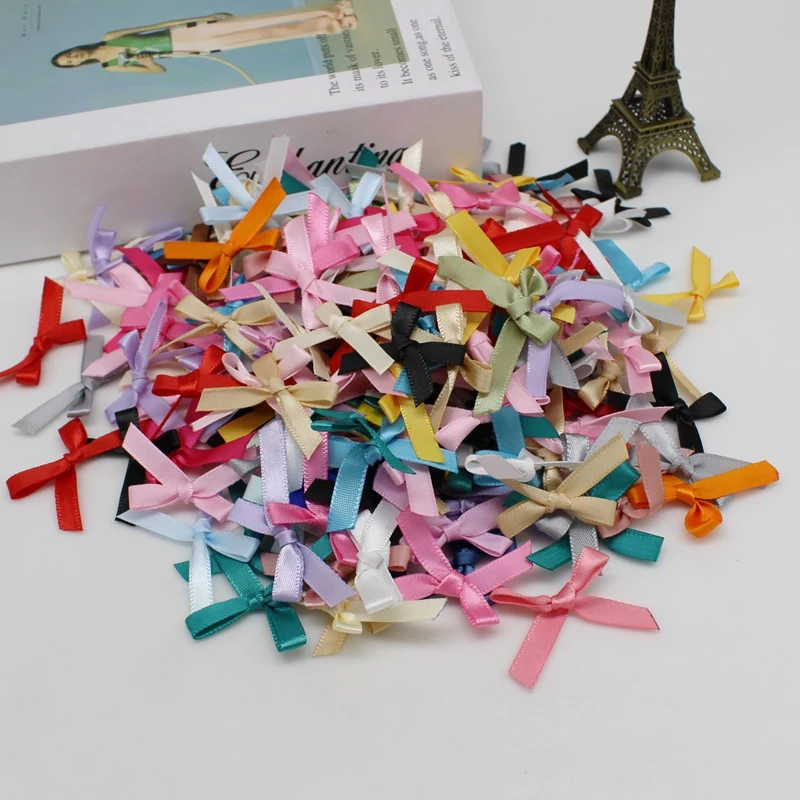 100pcs or 200PCS 20MM-30MM Satin Ribbon Bowtie Mix or Choose Colors Children Clothes Accessories Craft Gift Decorative