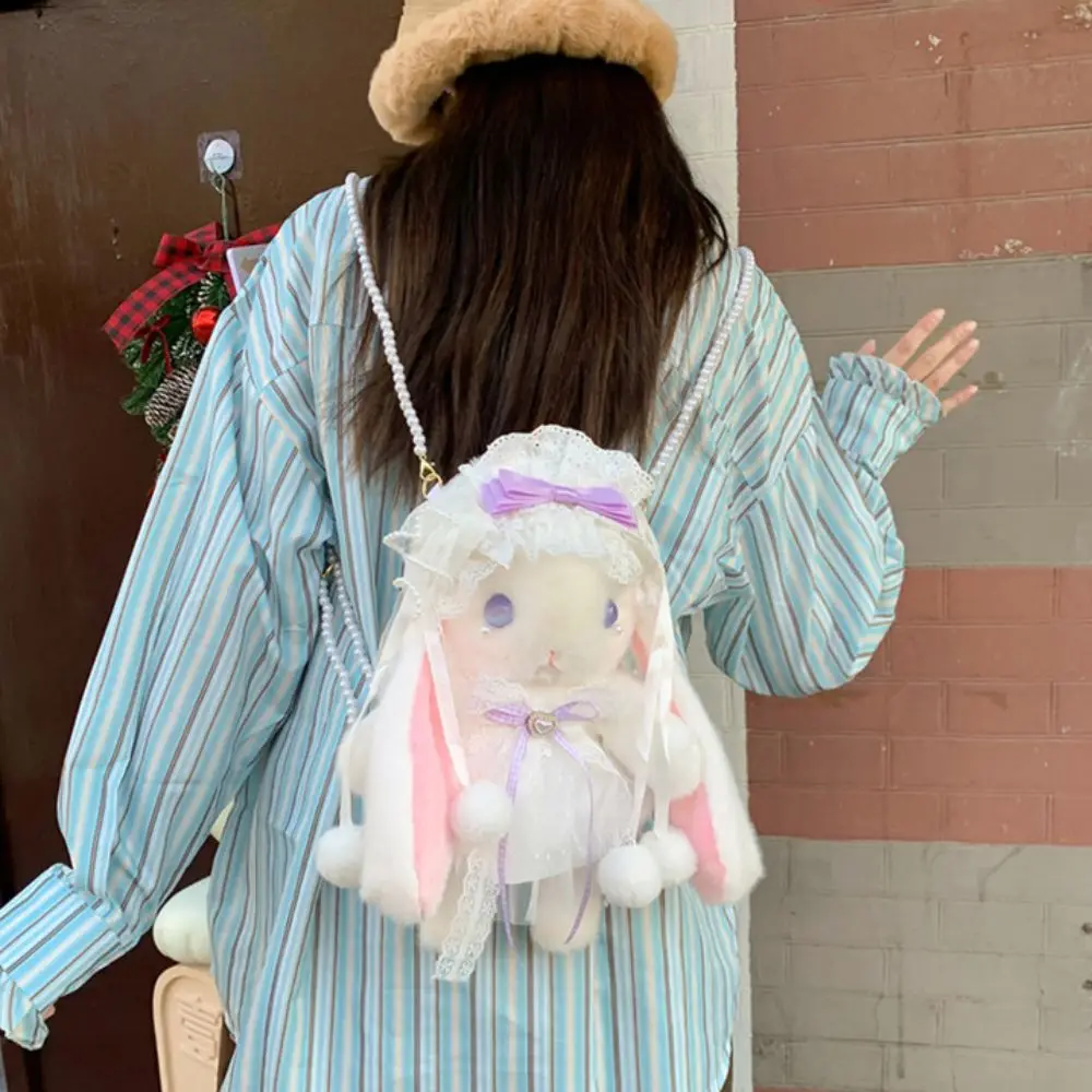 

New Bunny Plush Bag Lolita Long-eared Rabbit Shoulder Bag Kawaii Princess Backpack