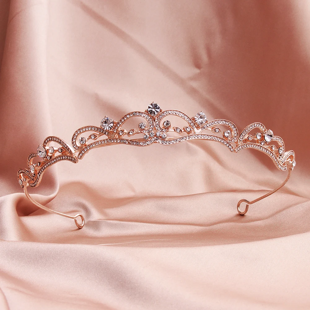 Corona di Cristallo Efily, Accessori per Capelli da Sposa, Tiara con Perle, Fascia con Strass, Coroncina da Sposa, Gioielli per Capelli da Donna