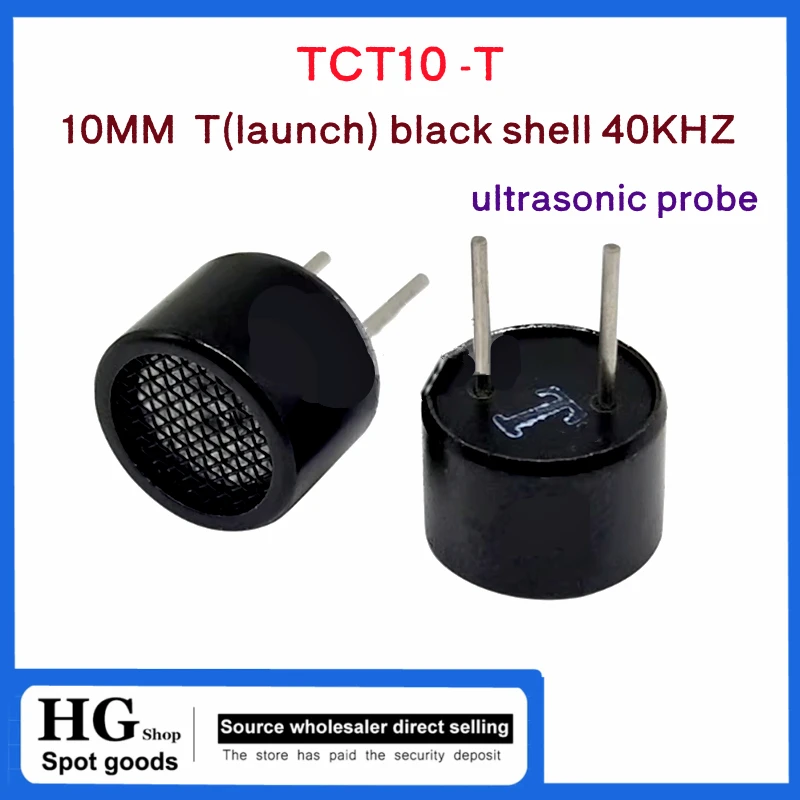 10 unids/lote TCT10-R/T 10mm 40KHZ sonda sensor ultrasónico 40KHz recepción y transmisión carcasa de metal negro dividida rango TCT10