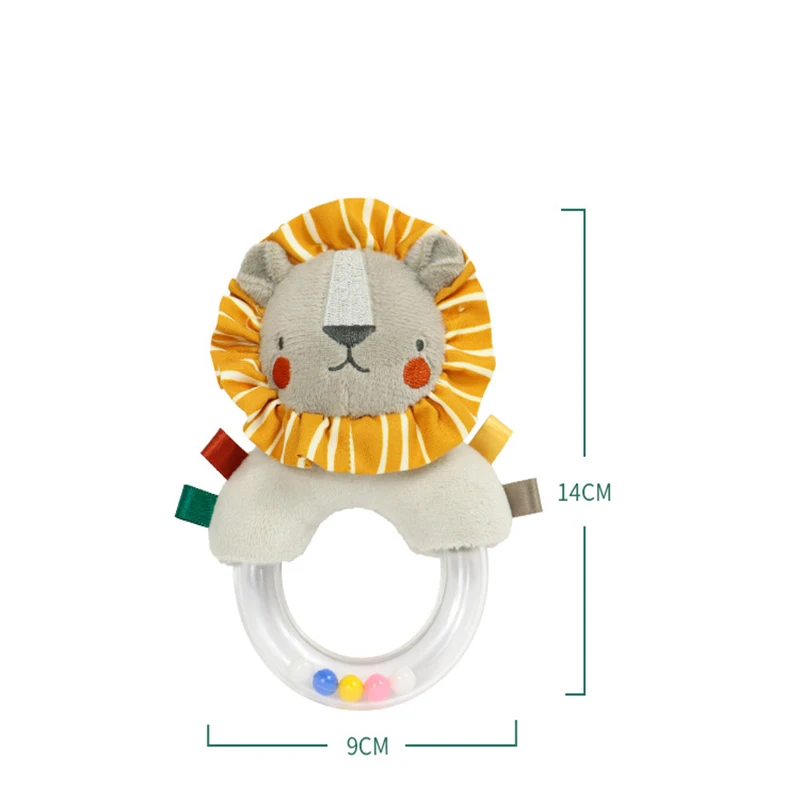 Baby Beruhigende Cartoon Tier Handkurbel Glocke Plüsch Puppe Farbe Perle Hand Glocke 0-1 Jahr Alt Grip handschlag Ring Spielzeug