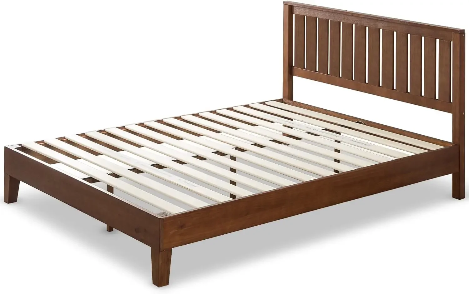 Vivek Deluxe Wood Platform Bed Frame with Headboard, Wood Slat Support, No Box Spring Needed, Easy Assembly, Queen