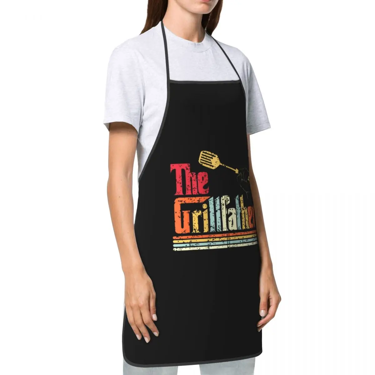 The Grillfather Funny BBQ Grill Bib Apron Women Men Chef Tablier Cuisine for Cooking Kitchen Barbecuing For Men Nice Gift Baking