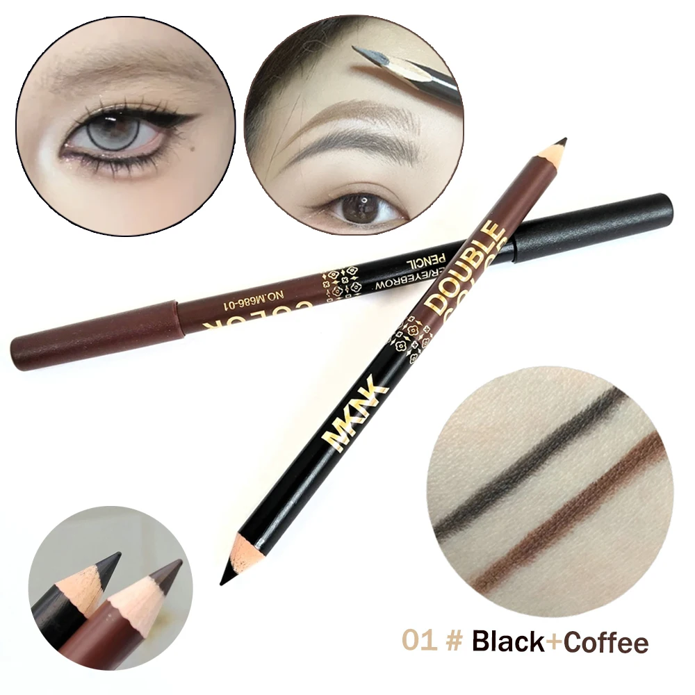 Double Headed Smooth Black Brown Eyeliner Eyebrow Pencil Lasting Waterproof Pearlescent Lying Silkworm Eyeshadow Stick Makeup_voghion.com