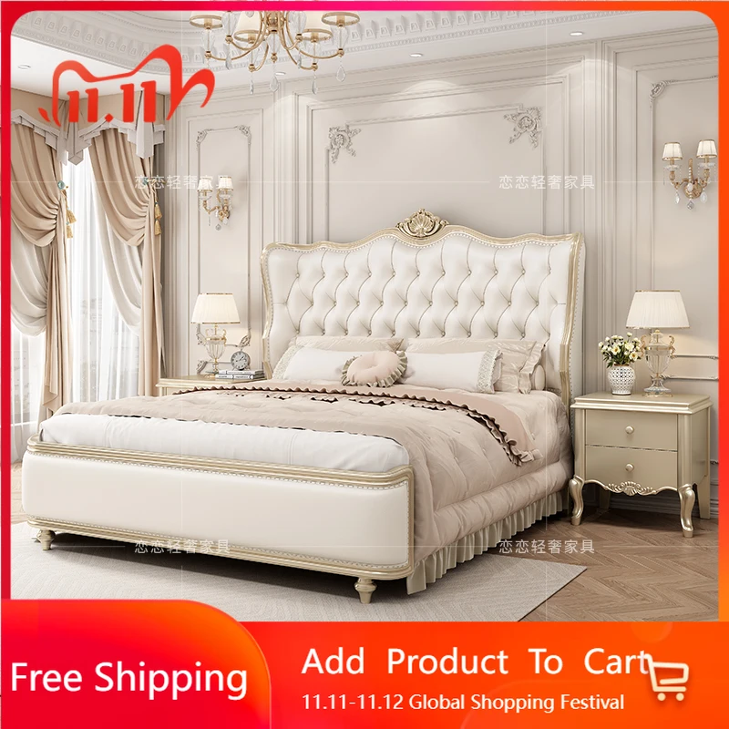 

Wooden Design Massage Bed Bedroom Frame Luxury Girls Bed European Queen Modern Safe Simple Letto Matrimoniale Home Furniture