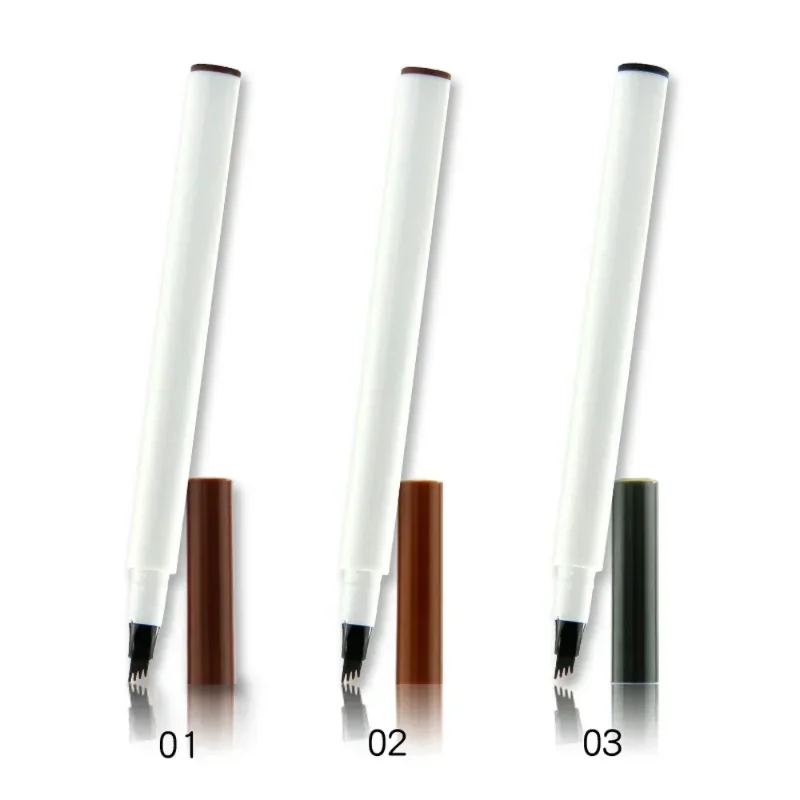 Pencil Custom Bulk 3-Color Waterproof Makeup Beauty 4-head Brow Pen Sweatproof Cosmetic White Tube