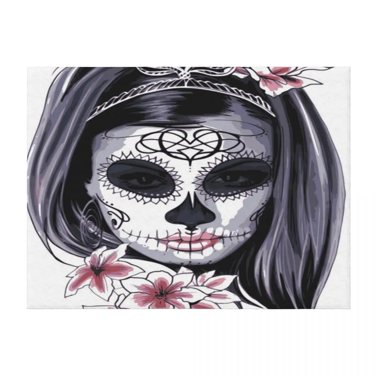 

day of the dead Skull (dia de los muertos calavera) Throw Blanket Hairys Custom Weighted Soft Plush Plaid Blankets