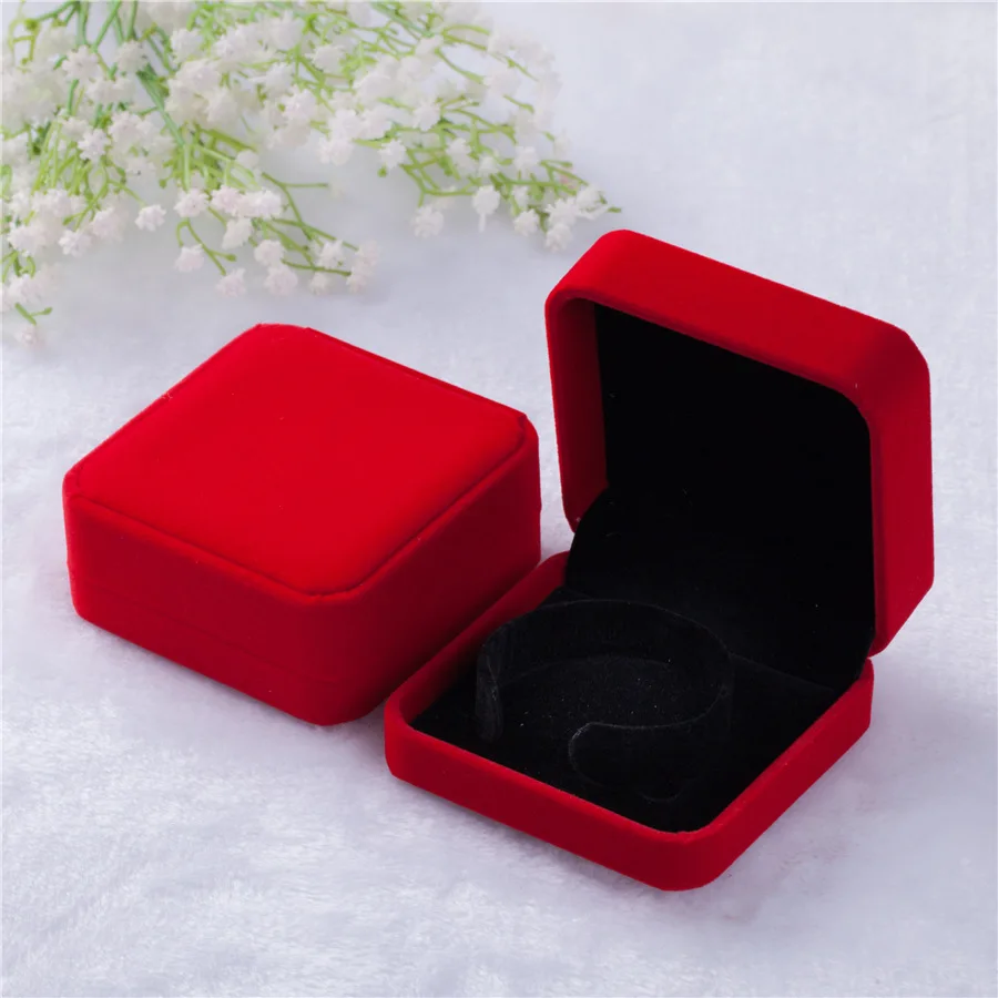 Quality Wedding Jewelry Storage Case Amazing Red Velvet Ring Earrings Necklace Pendant Bracelet Storage Organizer Gift Box