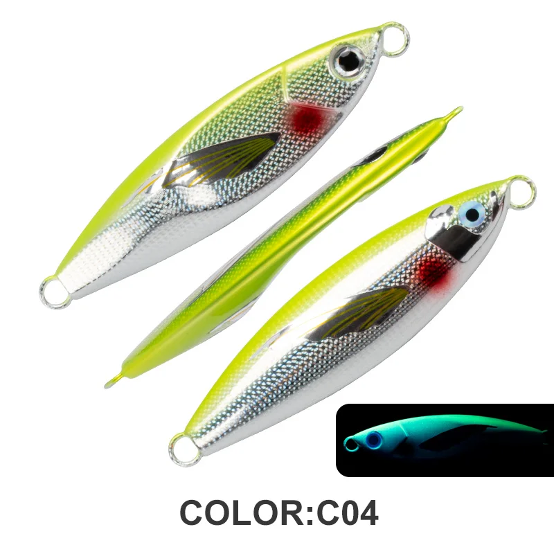 TEASER J114 60g 80g 130g 150g Metall Jig Köder Flache Form Salzwasser Langsam Sinkende Trolling Köder UV leuchtende Angeln Jigging Köder – Detail 17