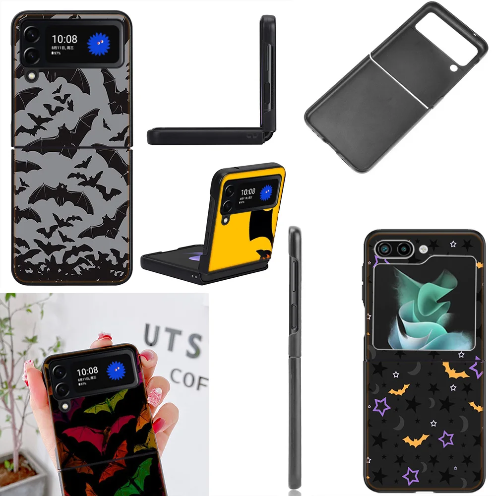 Halloween Bat Coque Case For Samsung Galaxy Z Flip 6 5G Flip4 Flip5 Zflip3 Black Hard PC Phone Shell Protective Cover