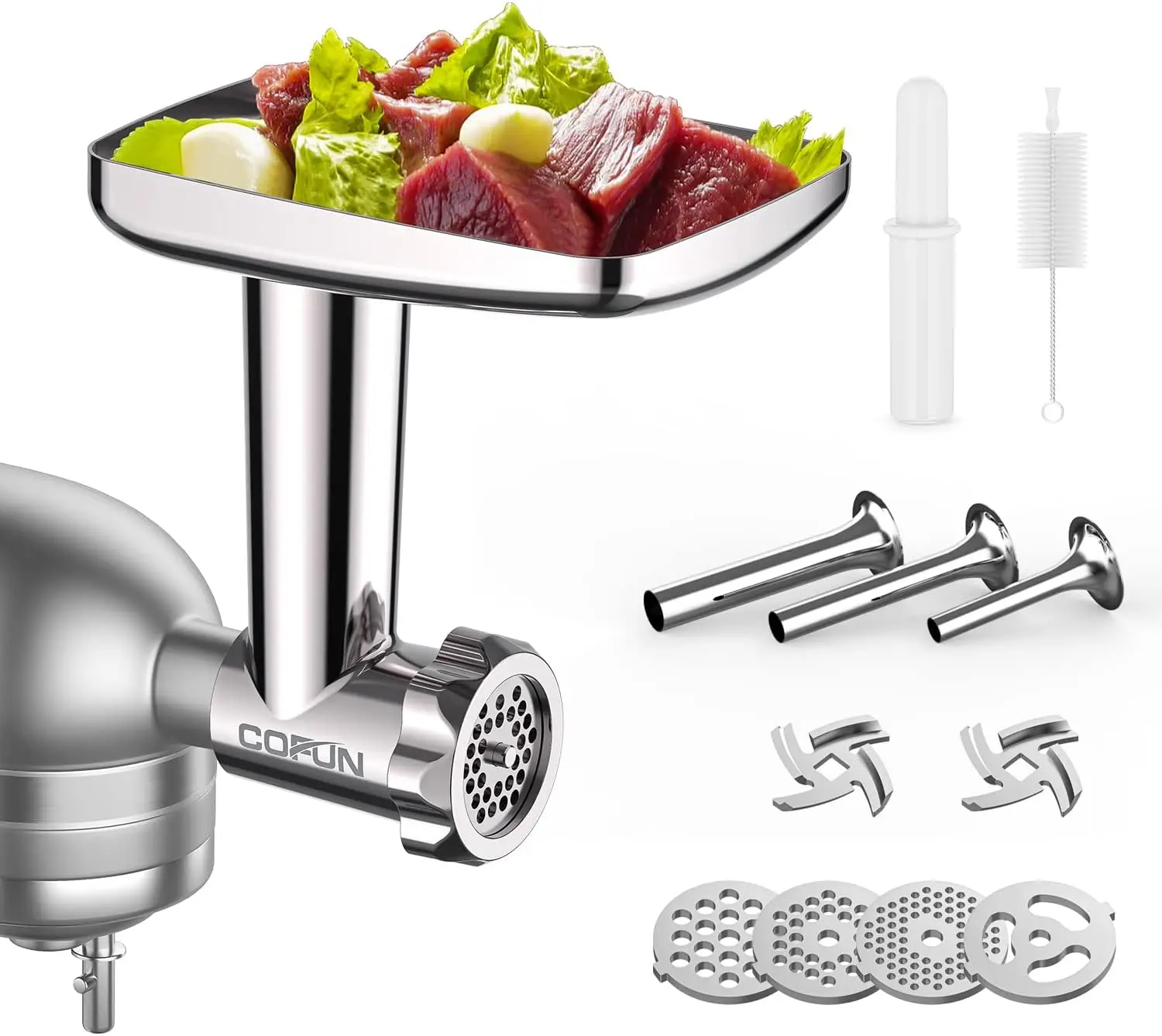 

Meat Grinder Attachment for Kitchenaid Stand Mixer, Stainless Steel Kitchenaid Meat Grinder Attachment with 3 Sausage Stuffer