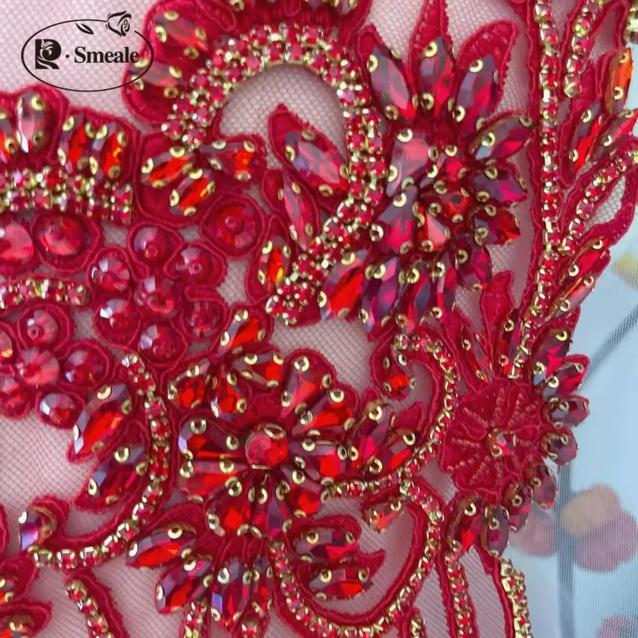 18-Farbiger Handgenähter Glas-Strass-Kragen. Funkelnder Strass-Kragen mit Blumenmuster für Schal und Schultern, DIY-Applikation für Hochzeitskleider RS24480 – Detail 5