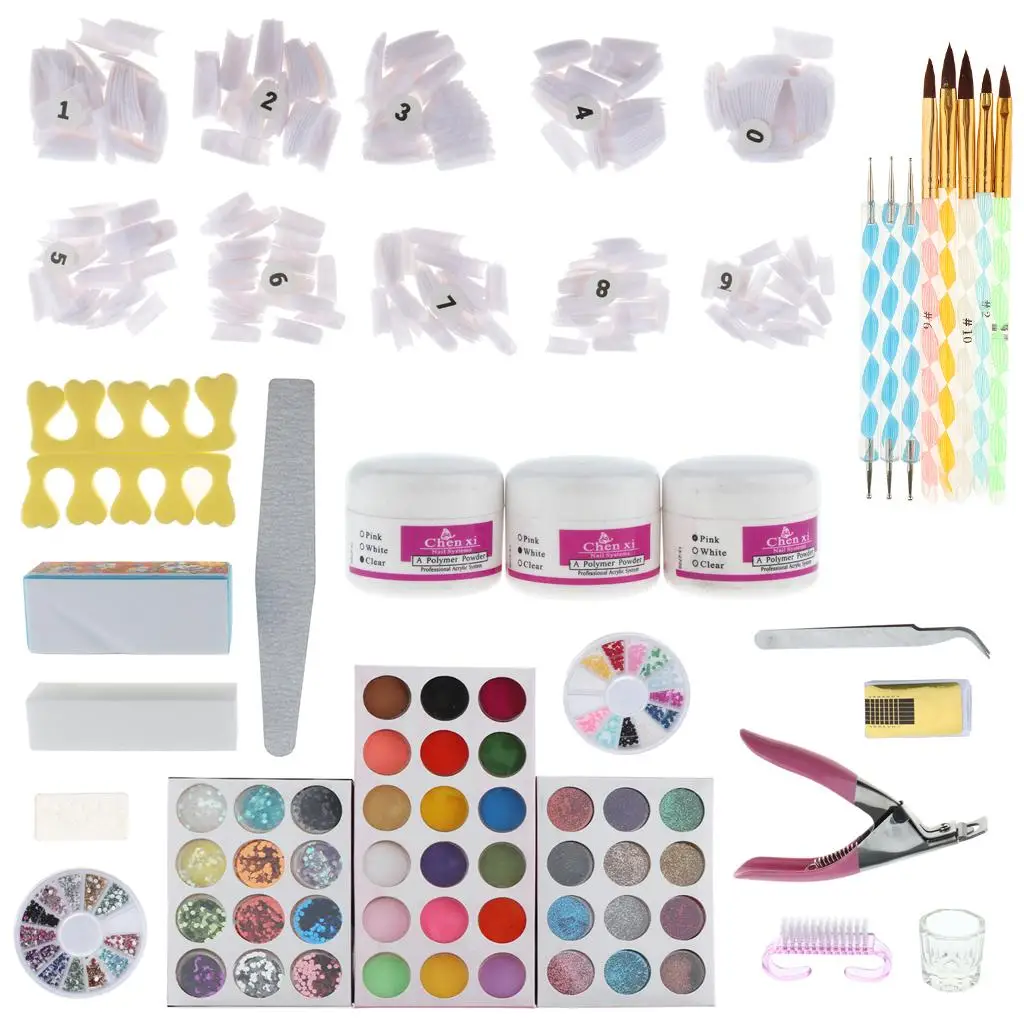 Kit d'art d'ongle multifonctionnel nécessaire pour Nail Art, avec poudres scintillantes et acrylique, fournitures de décoration d'ongles