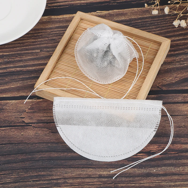50Pcs Boat Shape Empty Tea Bags 6*10CM Drawstring Filter Pouch For Herb Spice Coffee
