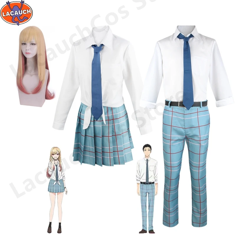 

Аниме My Dress-Up Darling Marin Kitagawa Wakana Gojo костюмы для косплея с париком и обувью школьная форма JK для женщин и мужчин