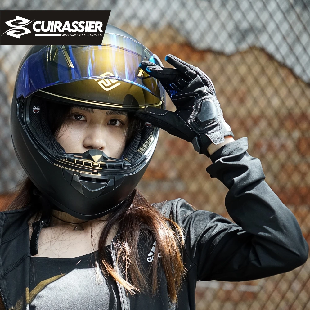 Cuirassier Cảm Ứng Đêm Phản Quang Xe Máy Full Ngón Bảo Vệ Đua Biker Đi Xe Máy Moto Motocross