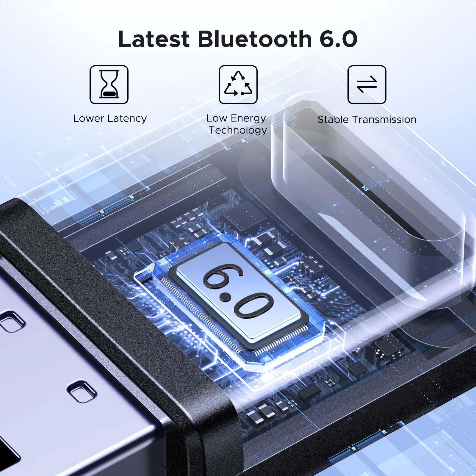 UGREEN Bluetooth Adapter USB Bluetooth 6.0 5.4 for PC Dongle Wireless Mouse Keyborad Music Audio Receiver USB Transmitter