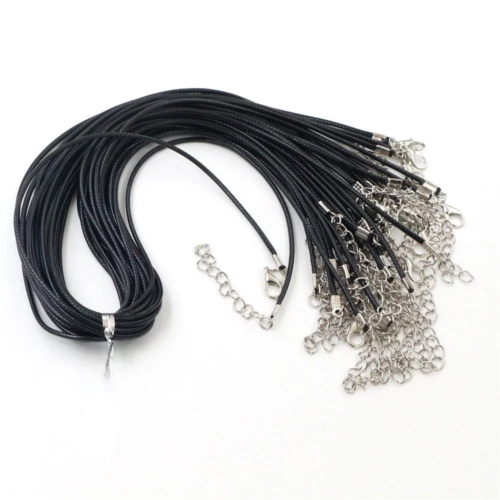 20pcs/Lot Handmade Leather Adjustable Braided Rope Necklaces & Pendant Charms Findings Lobster Clasp String Cord