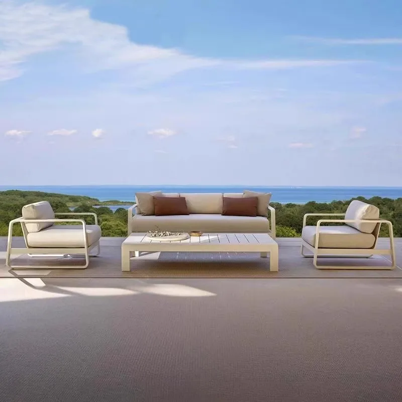

qw-Outdoor Sofa Coffee Table Industrial Style Hotel Villa Balcony Courtyard Outdoor Furniture Rain and Sun Leisure Seats%