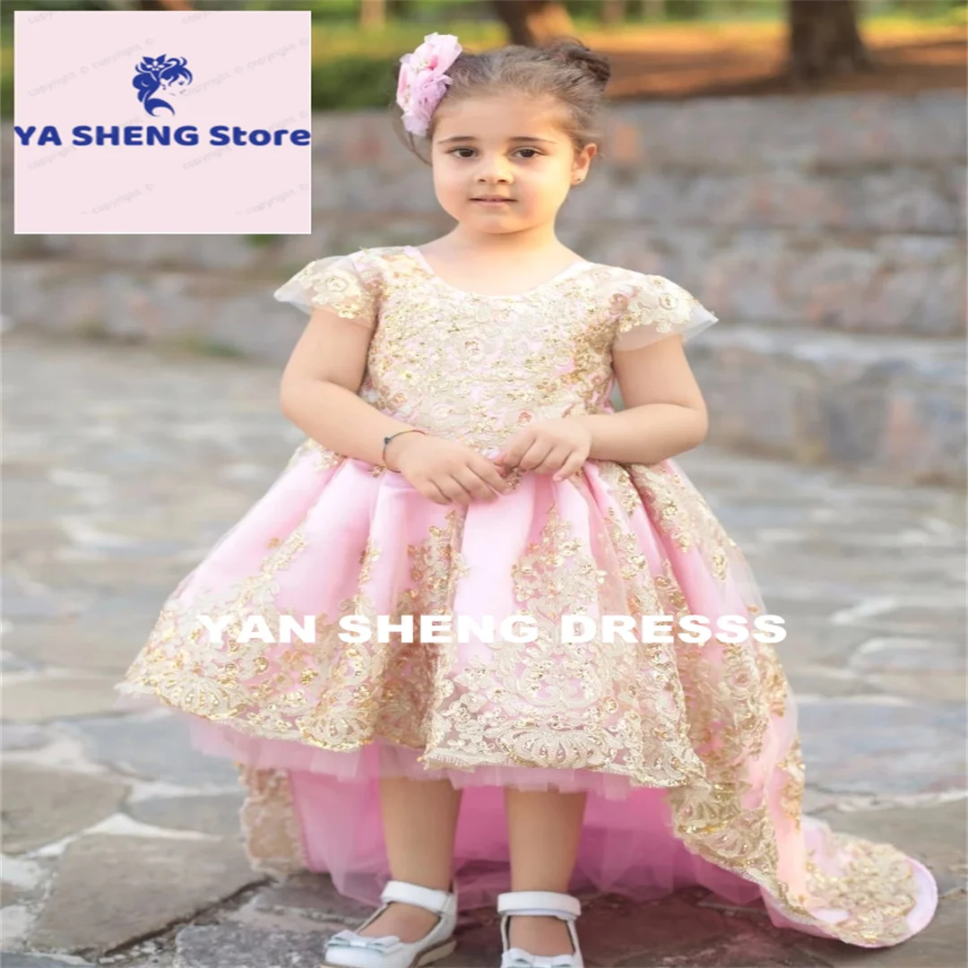 زهرة زين أنيقة فاخرة الأميرة فستان التواصل الأول طول الأرض الكرة الطويلة زهرة فتاة ثوب مخصص