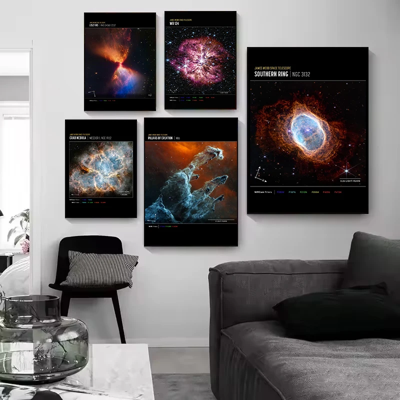 James Webb Telescope Space Photography Universe Galaxy Crab Nebula Poster Canvas Painting Wall Art Pictures Home Decor Gift