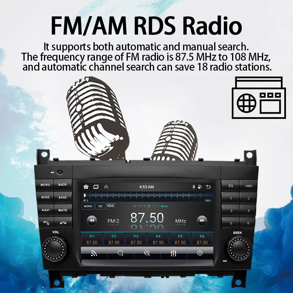 مشغل وسائط متعددة للسيارة لاسلكي Android14 WIFI Auto Stereo GPS، مناسب لسيارة Mercedes Benz C-Class W203 CLC W203 2004-2007 #3