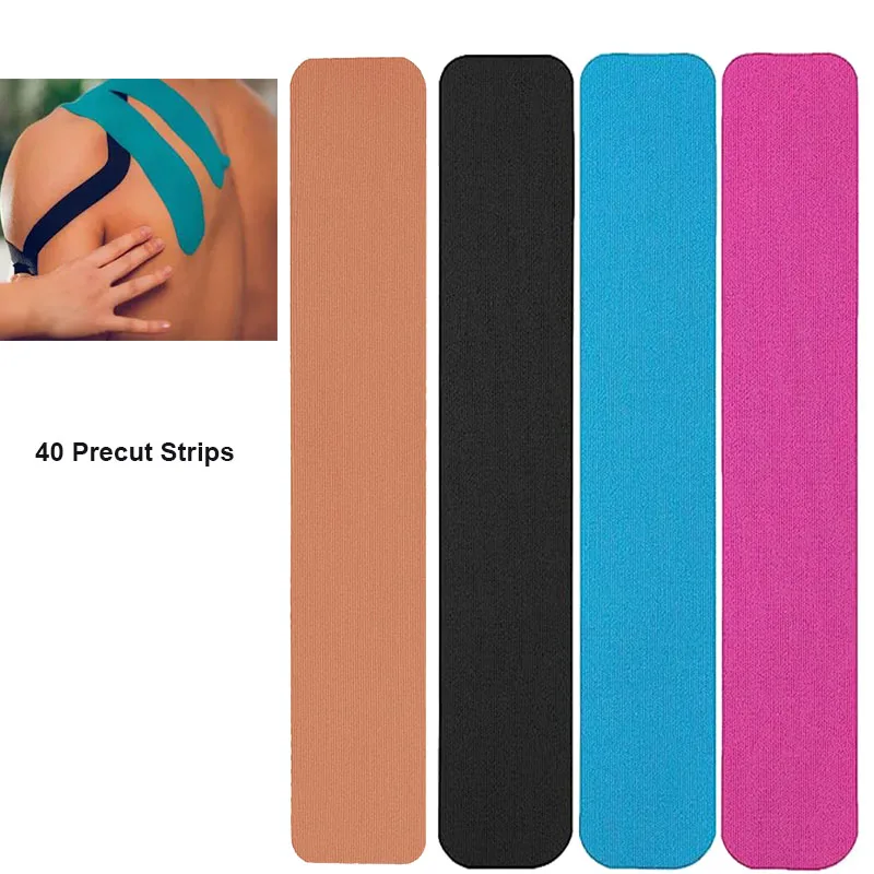 Athletic Body Tape Sport (40 Precut Strips) Waterproof Elastic Adhesive kinesio Tape Muscle Pain Relief  Fitness Accessories