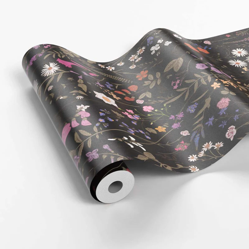 Retro Wallpaper Yellow Flower Self-Adhesive Home Decoration Multiple Sizes Waterproof Wallpapers PVC Furniture Cabinet Sticker