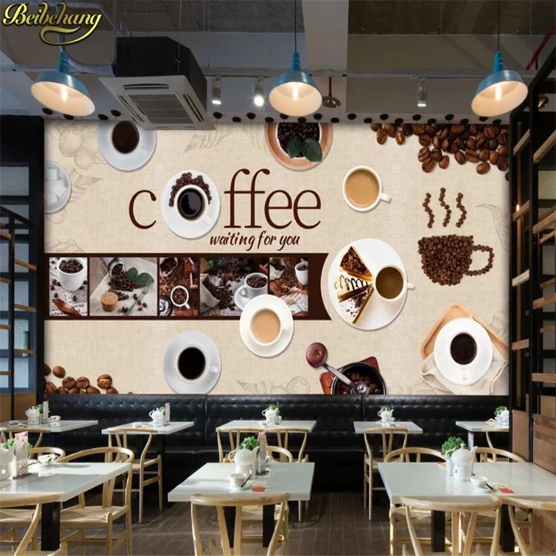 Custom Coffee beans Wall Murals Wallpaper Large Wall Painting Mural Wall Papers Home Decor Coffee shop wallpapers roll Stickers