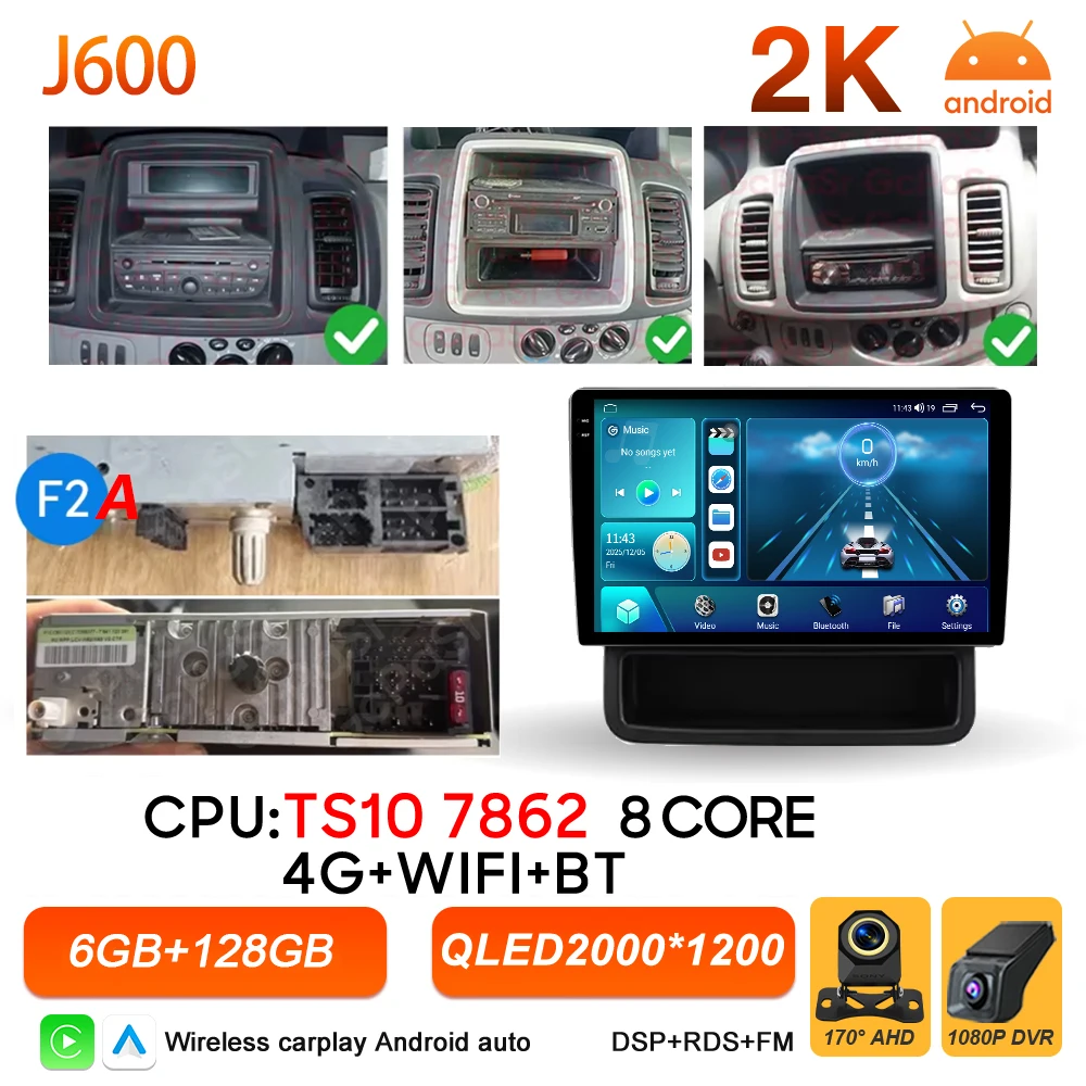 Android 16 autoradio voor Renault Trafic 2, Opel Vivaro A en Nissan Primastar 2001-2014, multimediaspeler met Carplay en GPS-stereo