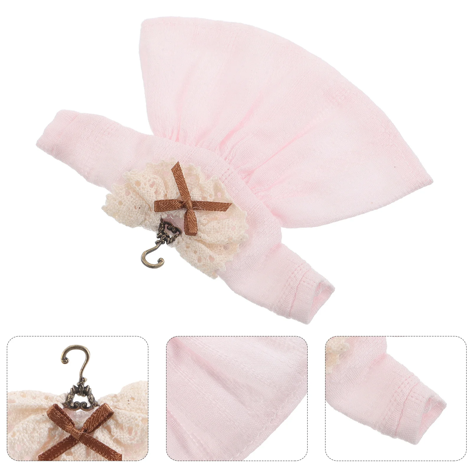 

Vintage Lace-Neck Miniature Dress for Ob11 Princess Dollhouse Decoration Photography Props Elegant Floral Pattern