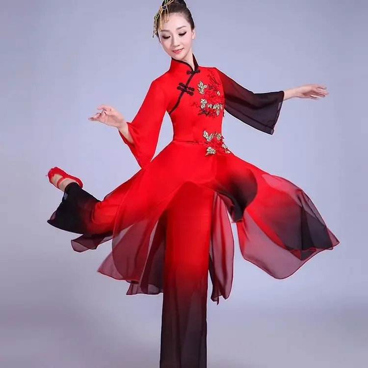 Chinese Folk Classical Dance Female Ancient Yangko Hanfu Clothing Square Dance Yangge Costumes Fan Dance Stage Performance Suit