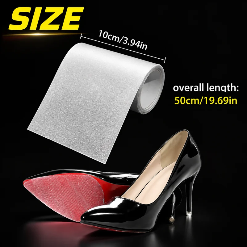 1/2 Roll of 50cm Long Transparent Anti-Slip Stickers, Cut to Size, Wear-Resistant and Durable, Anti-Slip Pads for Women's High Heels, Suitable for High Heels, Flat Shoes, and Sports Shoes, Clear Anti-Slip Sole Care Accessories, Winter Anti-Slip Stickers - view 5