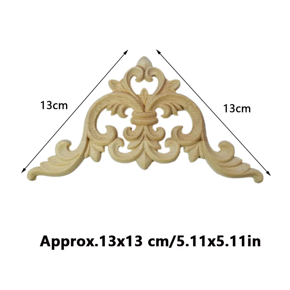 4 Pcs Wood Mouldings Applique Wood Decal Carved Unpainted Modern Flower Rubber Wooden Corner Furniture Cabinet Walls Decor