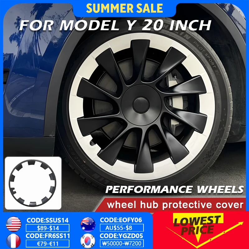 

4PCS For Tesla Model Y 20 Inch Wheel Hub Protection Ring Performance Patch Protectors Replacement Full Rim Accessories 2020-2024